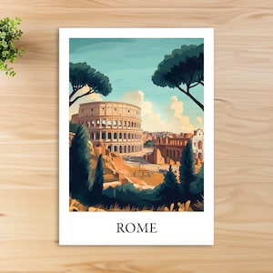 Carte postale de voyage de Rome, Italie avec une belle illustration du Colisée, idéale comme souvenir de voyage ou cadeau pour les voyageurs et les collectionneurs de cartes image 2