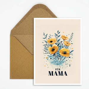 Carte postale pour maman avec illustration bouquet de fleurs, carte postale pour la fête des mères ou carte d'anniversaire, idéale comme cadeau pour maman, unique