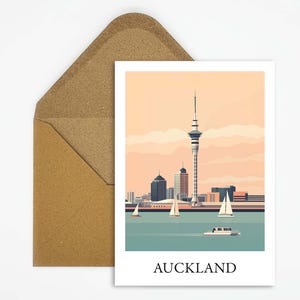 Carte postale de voyage d'Auckland, en Nouvelle-Zélande, avec une belle illustration, idéale comme souvenir de voyage ou cadeau pour les voyageurs et les collectionneurs de cartes