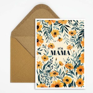 Carte de vœux pour maman avec motif floral, carte postale pour la fête des mères ou carte d'anniversaire, idéale comme cadeau pour maman, unique