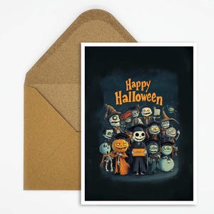 Graduação da Monster School - cartão postal de feliz Halloween para crianças, perfeito para convites ou saudações de formatura para dar de presente