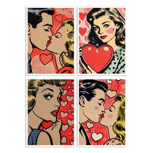Valentinstag Karte, Pop Art Liebe, Liebeskarte, Geburtstagskarte, Postkarte Liebe, Roy Lichtenstein, Illustration Pop Art Liebe