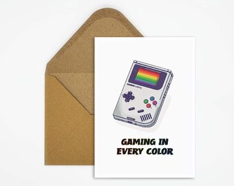 LGBTQ postcard, LGBTQ Pride card with slogan, Pride card for the LGBTQ community, Queer card as a gift, Game Boy illustration
