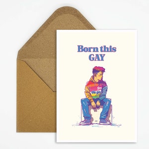 LGBTQ Postkarte, LGBTQ Pride Karte mit Slogan, Pride Karte für die LGBTQ Community, Queer Karte als Geschenk, Schwule Karte mit Illustration