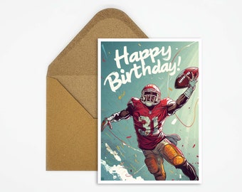 Carte d'anniversaire de football américain, Joyeux anniversaire football américain, Cadeau, Carte postale Sport, Cadeau pour lui, Carte Joyeux anniversaire
