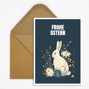 Cartolina di Pasqua, cartolina di Buona Pasqua, regalo, cartolina per bambini, coniglietto di Pasqua, design minimalista, illustrazione di coniglio, stampa, cartolina stampata