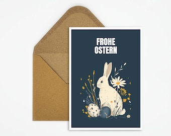 Carte postale de Pâques, carte Joyeuses Pâques, cadeau, carte enfant, lapin de Pâques, design minimaliste, illustration lapin, impression, carte imprimée