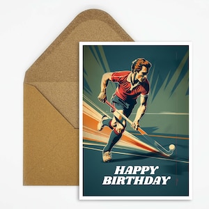 Verjaardagskaart hockey mannen, gelukkige verjaardagskaart hockey, ansichtkaart met hockeyspeler motief als cadeau voor hem