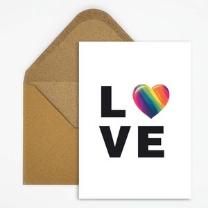 Carte postale LGBTQ, carte de fierté LGBTQ avec slogan, carte de fierté pour la communauté LGBTQ, carte queer en cadeau avec illustration de cœur
