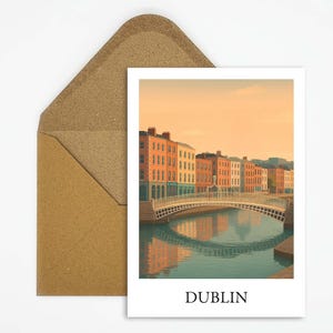 Carte postale de Dublin, Irlande, avec illustration du pont Ha'penny, charmante carte de voyage, parfaite comme idée cadeau pour les fans d'Irlande et de city trips