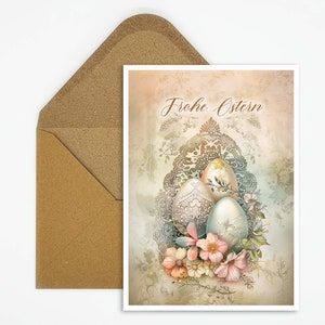 Biglietto di buona Pasqua, cartolina di Pasqua, regalo, motivo uovo di Pasqua, illustrazione dell'uovo di Pasqua, stampa, biglietto stampato, da regalare, vacanze