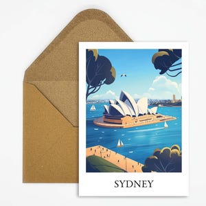 Carte postale de voyage de Sydney, Australie avec une belle illustration, idéale comme souvenir de voyage ou cadeau pour les voyageurs et les collectionneurs de cartes