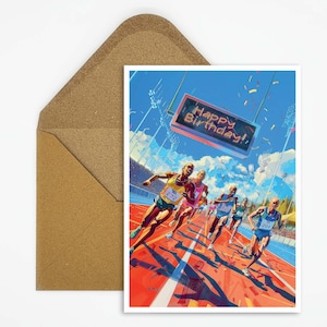 Laufen Geburtstagskarte, Happy Birthday Laufen Geburtstagskarte, Geschenk Karte, Postkarte Sport, Karte Happy Birthday, Laufen Sport