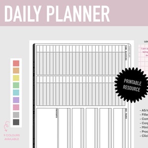 COLOUR Daily, Weekly, Monthly planner printables/ Organization & productivity / Study Effciency / Lists charts and timetabes / Grade booster