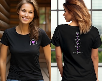 Bangtan Names shirt| Back-print band logo t-shirt