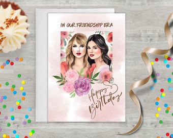 Carte d'anniversaire imprimable pour les amis de Swiftie, modèles imprimables d'anniversaire inspirés de Taylor et Selena, téléchargement immédiat, carte et enveloppe