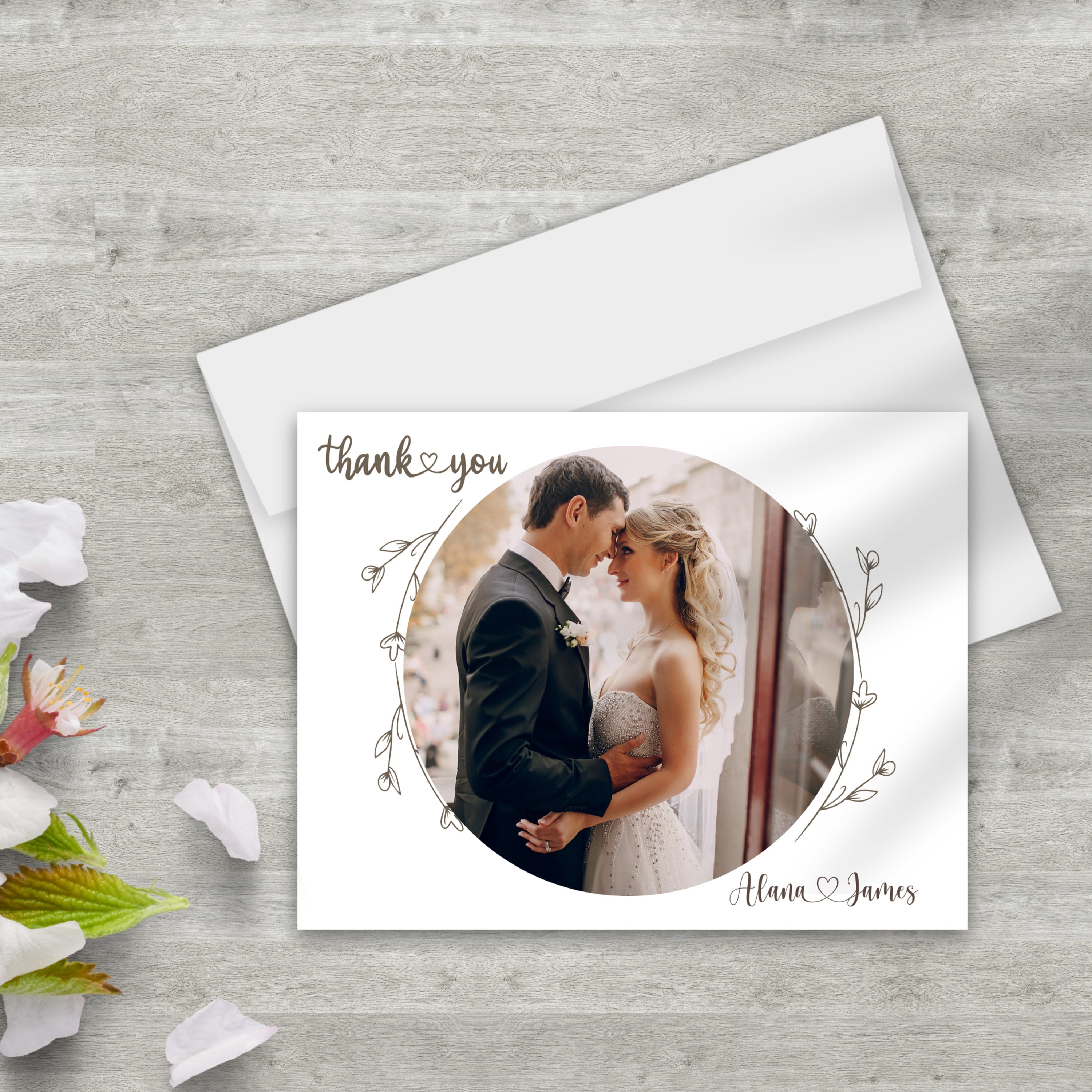 Custom Wedding Thank You Card, Personalized Thank You Cards With ...