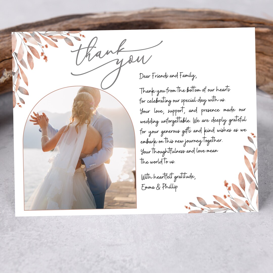 Custom Wedding Thank You Card, Personalized Thank You Cards With ...