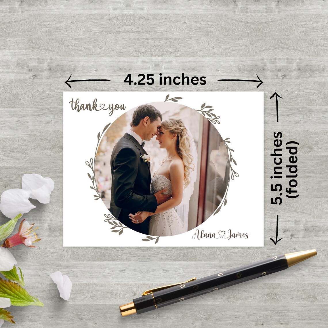 Custom Wedding Thank You Card, Personalized Thank You Cards With ...