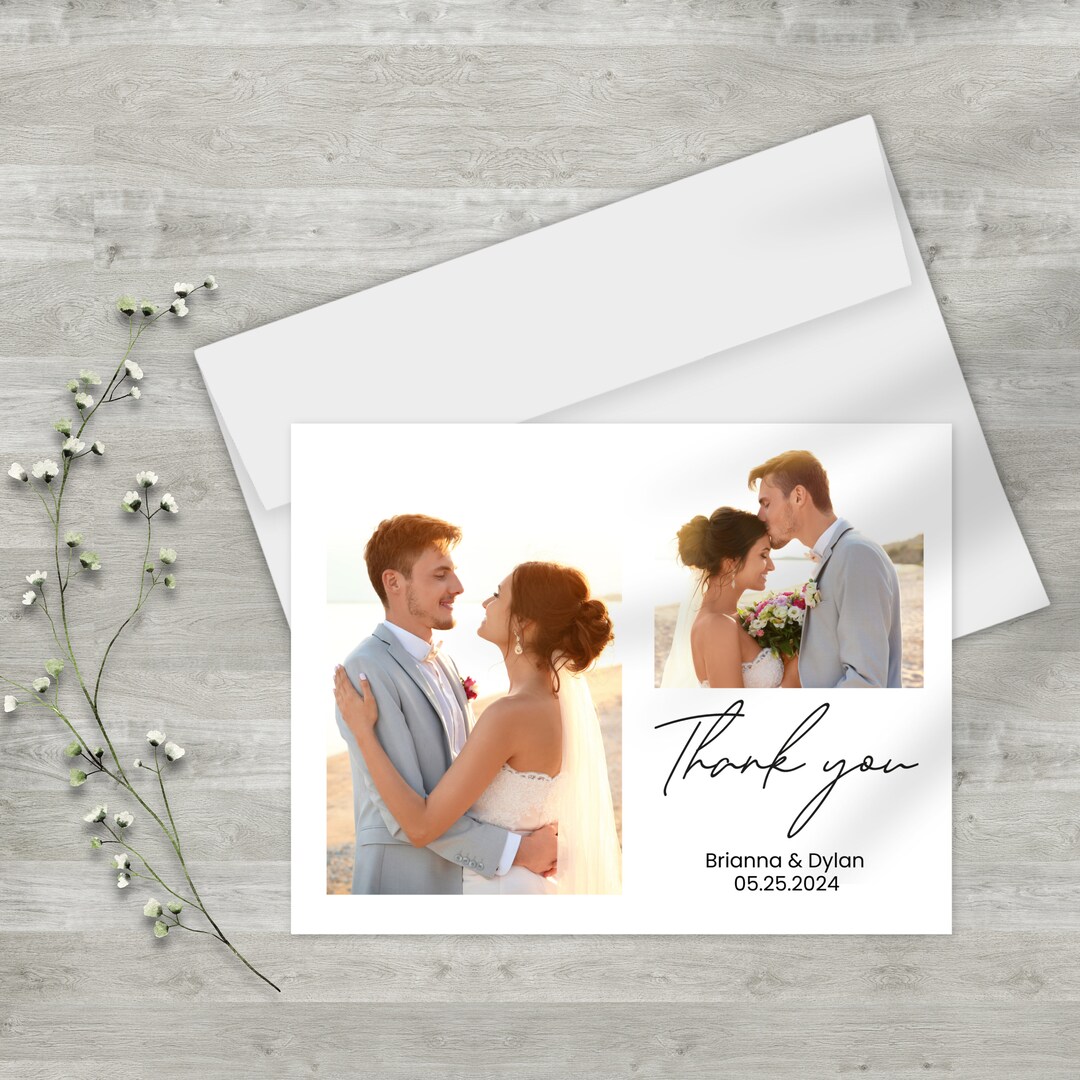 Custom Wedding Thank You Card, Personalized Thank You Cards With ...