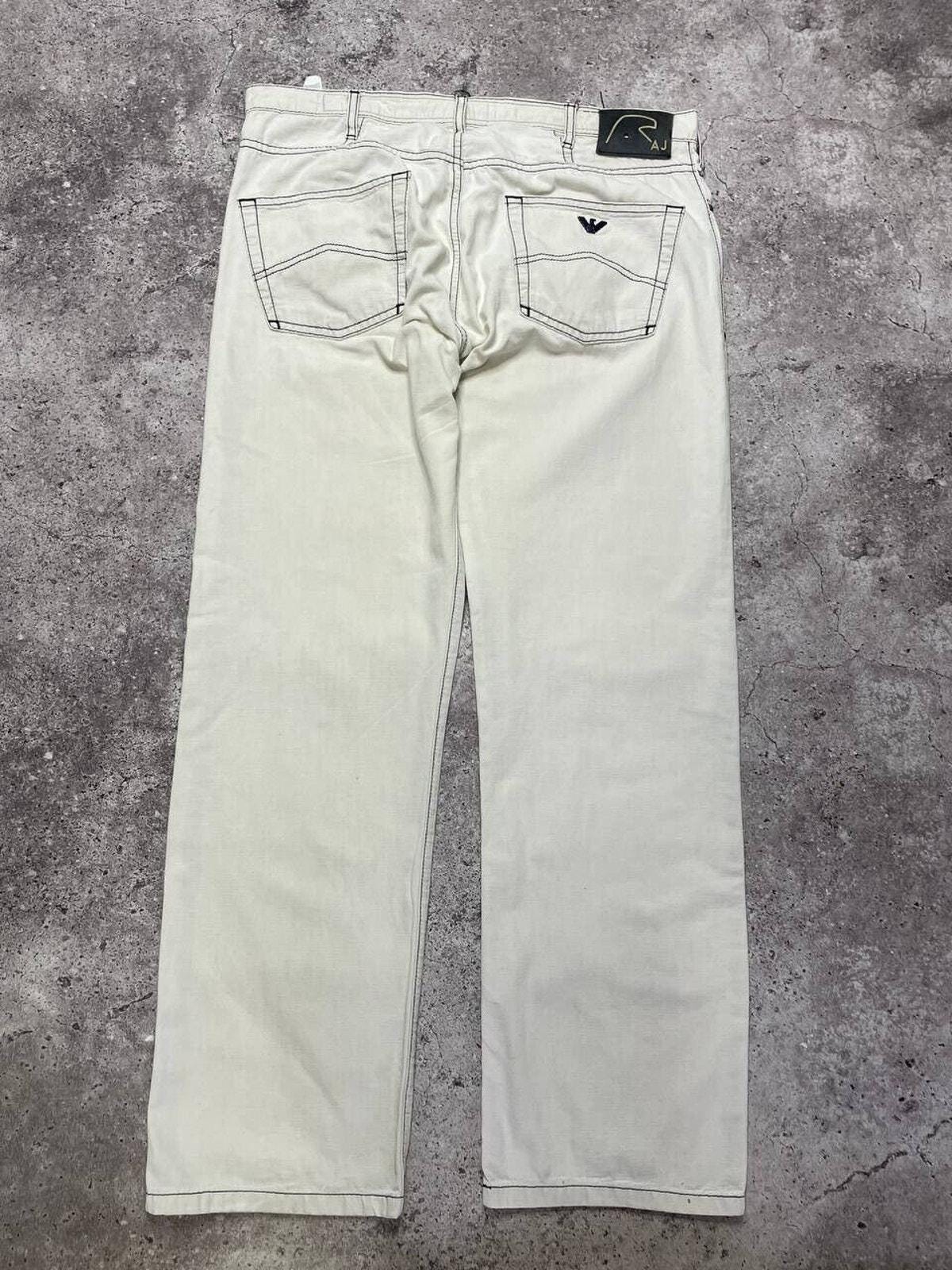 Vintage Armani Jeans White Denim Pants Size 36 Straight Fit Made