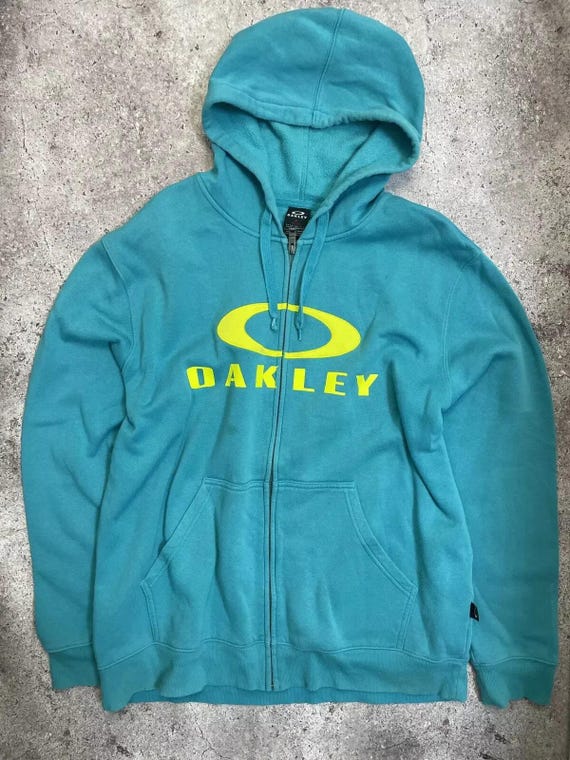 Vintage Oakley Blue Zip Hoodie - 2XL Full Zip Sweatshirt - Retro