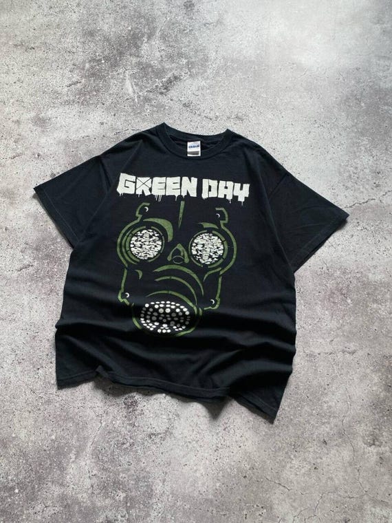 Vintage Green Day T-shirt Gas Mask Graphic Black Tee Size L - Etsy