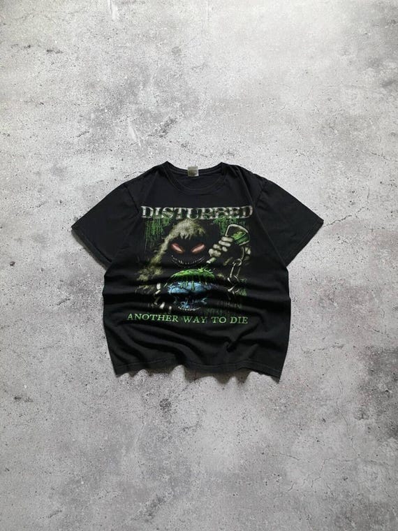 Vintage Disturbed T-shirt Black Graphic Another Way to Die Skull