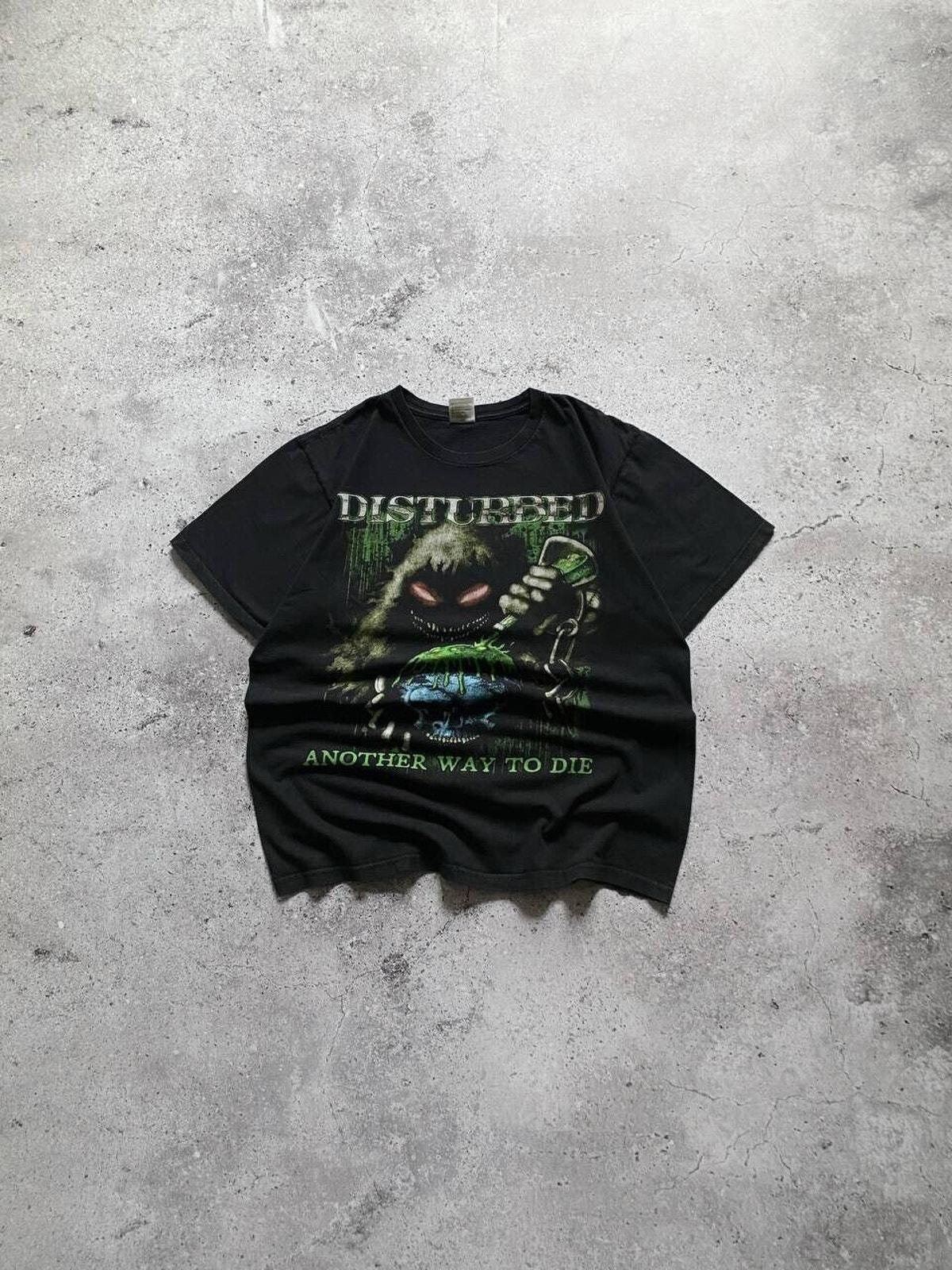 Vintage Disturbed T-shirt Black Graphic Another Way to Die Skull