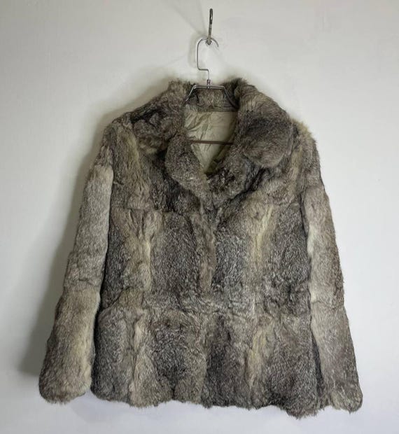 Vintage Real Fur Coat by Elegance Paris Gray Short Jacket Made in