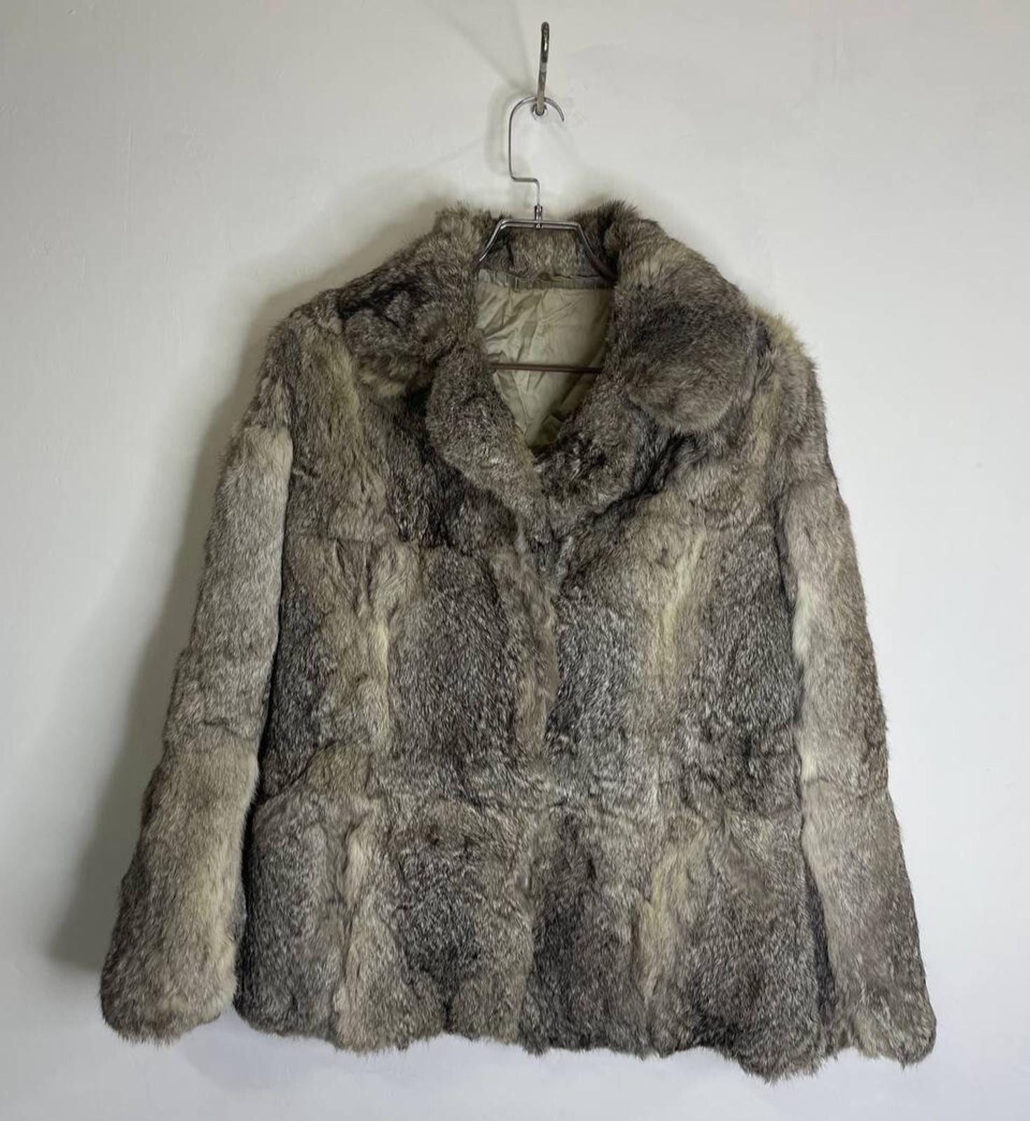 Vintage Real Fur Coat by Elegance Paris Gray Short Jacket Made in