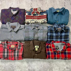 90s Style Mystery Flannel | Cozy Plaid Shirt Thrift Box | Unisex Grunge Oversized Flannel | 90s Mystery Box | Thrifted Flannel Blind Bag