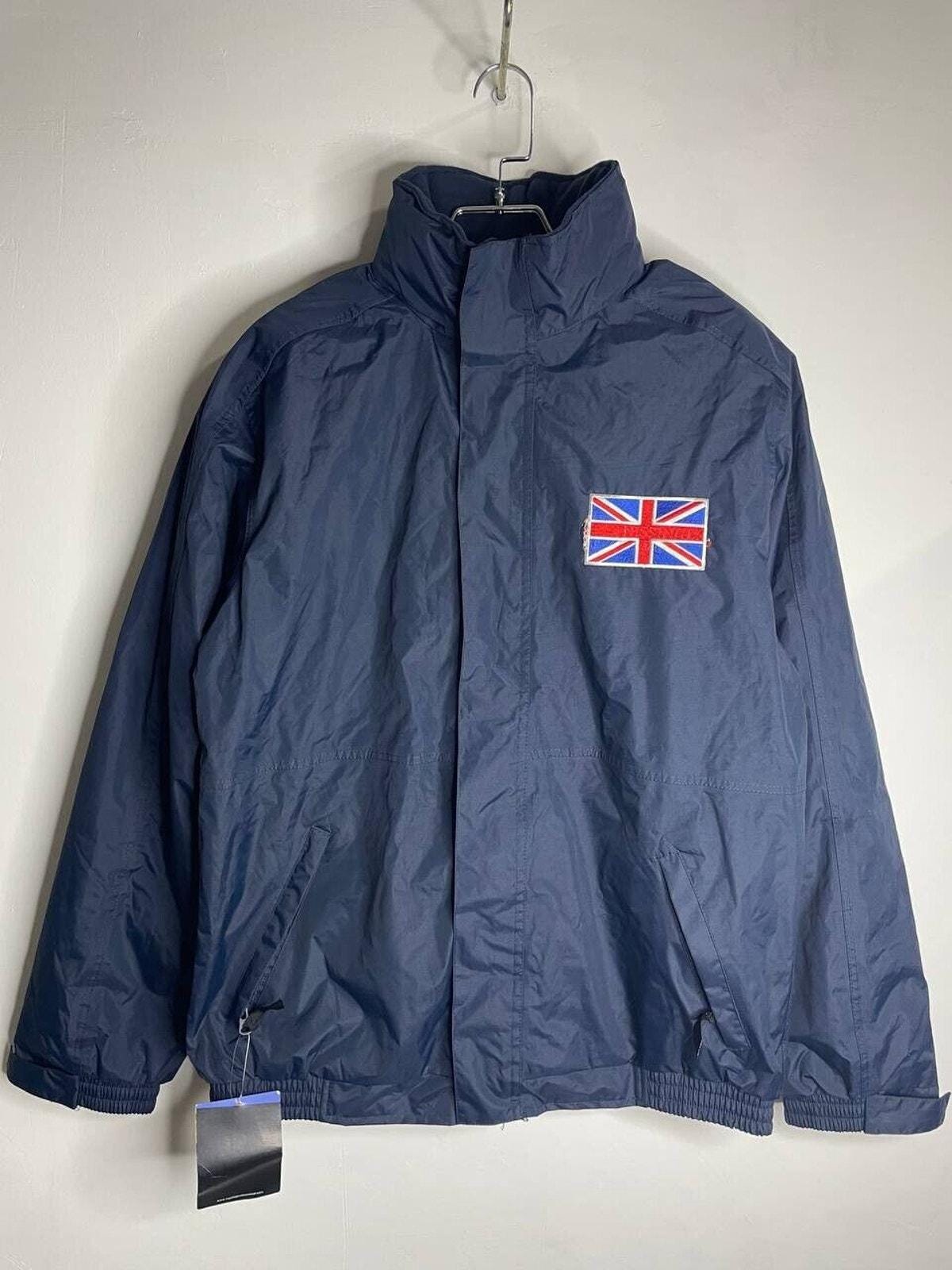 未使用 Regatta England/Waterproof Jacket Vintage Regatta Navy Waterproof Jacket UK Flag Patch Outdoor