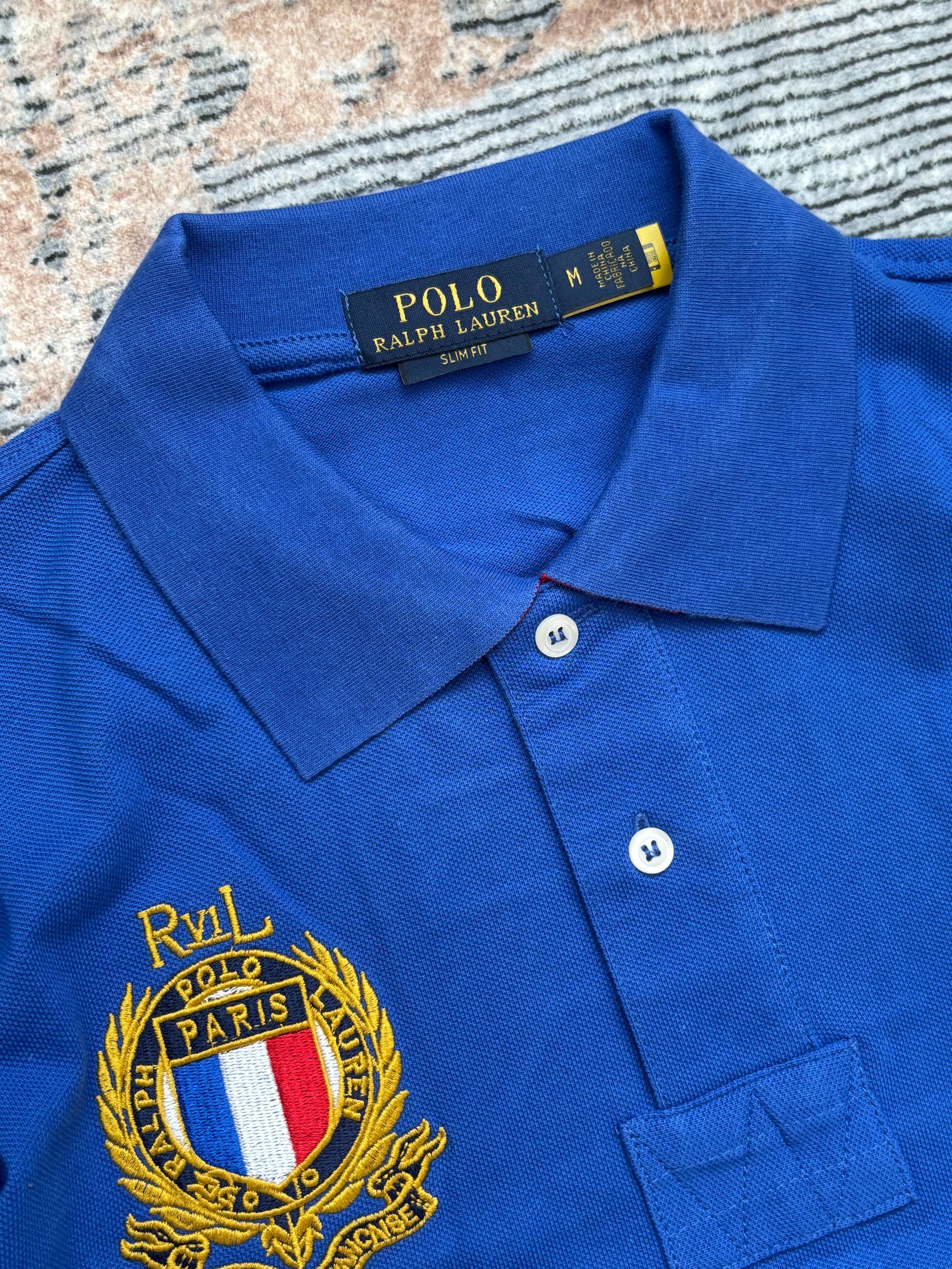 Vintage Polo Ralph Lauren Paris Polo Shirt Blue Gold Crest