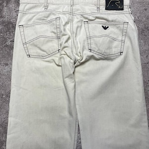 Vintage Armani Jeans White Denim Pants Size 36 Straight Fit Made in Italy