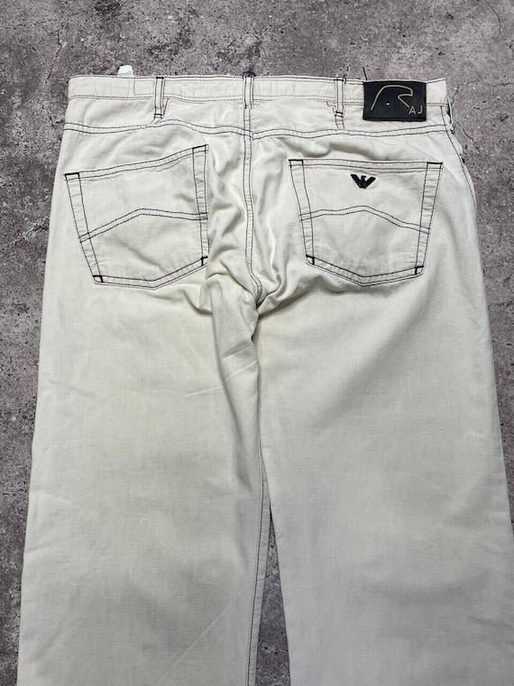 Vintage Armani Jeans White Denim Pants Size 36 Straight Fit Made