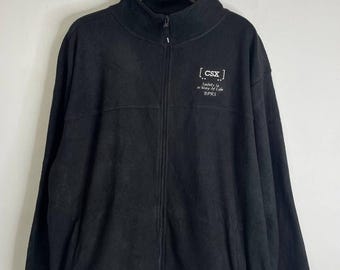 Vintage Reebok CSX Safety BPRS Black Fleece Zip-Up Jacket Size XXL