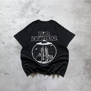 Vintage Foo Fighters Band T-shirt Black UFO Space Graphic Tee XXL