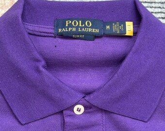 Vintage Polo Ralph Lauren London Polo Shirt Purple Gold Crest