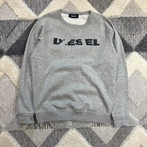Vintage Diesel Big Center Logo Sweatshirt Medium Grey