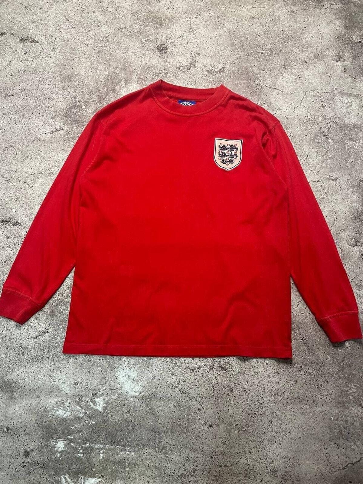Vintage Umbro England Red Long Sleeve Shirt XL Retro Football
