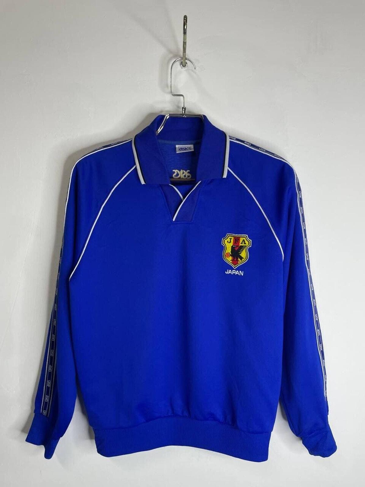 「ドーハモデル」 サッカー日本代表公式キャップ90sアシックス ヴィンテージ Vintage ASICS Japan National Team Sweatshirt Size S Blue Pullover