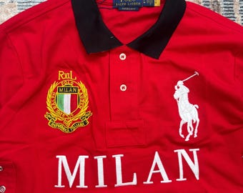 Vintage Polo Ralph Lauren Milan Polo Shirt Red • Big Pony Logo