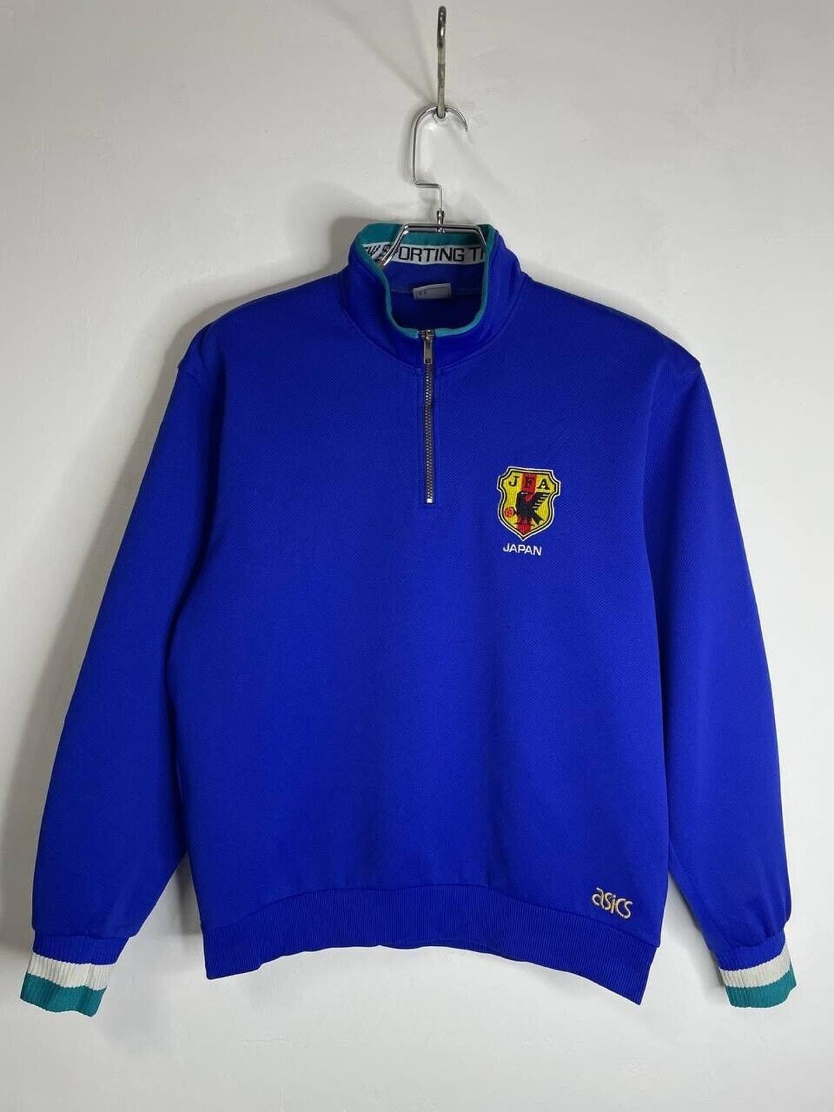 Vintage Asics Japan National Team Quarter Zip Sweatshirt Blue