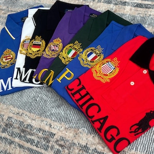 Vintage Polo Ralph Lauren Big Pony-poloshirt Blue City Edition Crest-logo heren