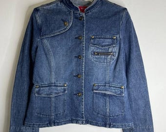 Japan Miss Sixty Cropped Denim Biker Jacket Silver White Y2K
