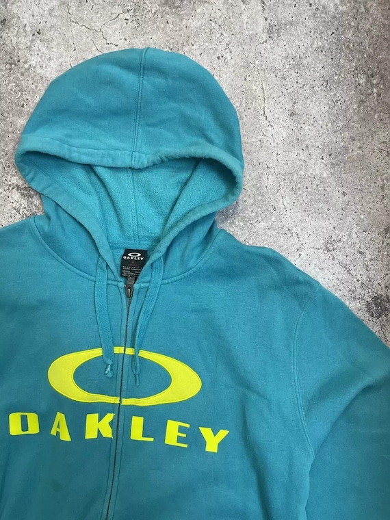 Vintage Oakley Blue Zip Hoodie - 2XL Full Zip Sweatshirt - Retro