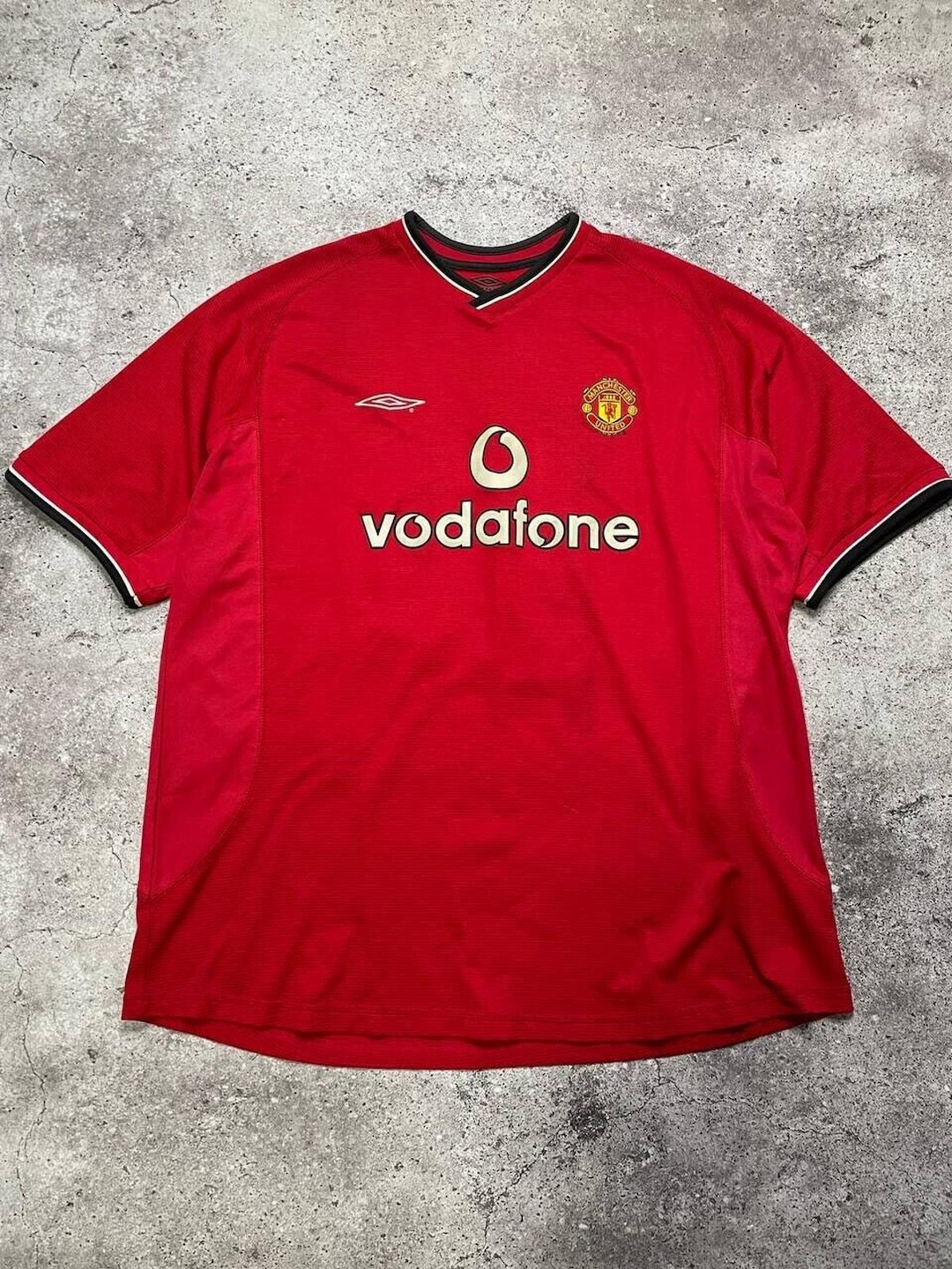 Vintage Manchester United Football Shirt Umbro Vodafone Malcolm