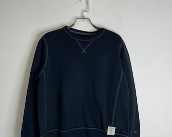 Sudadera vintage Champion Reverse Weave USA con cuello redondo, color negro, talla M