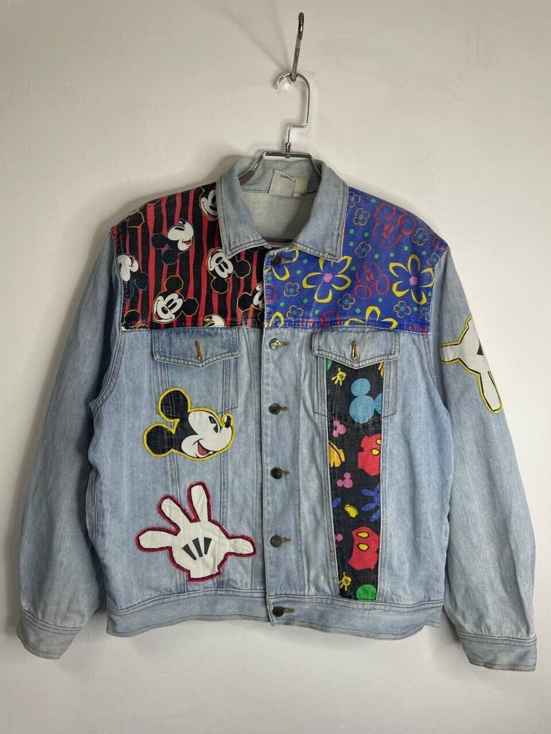 Vintage Disney Mickey & Co. Patchwork Denim Jacket Light Wash Size